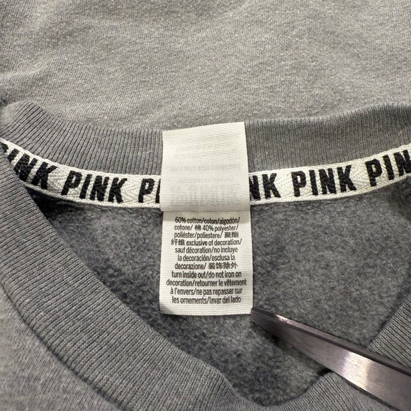 PINK Victoria's Secret Gray Dog Logo Love Pink Floral Sweatshirt Womens XS - Picture 5 of 6